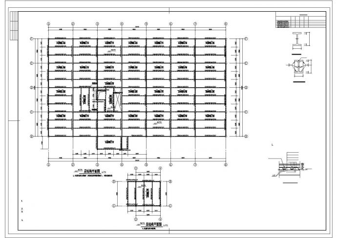 经典多层钢结构厂房结构施工CAD布置图_图1