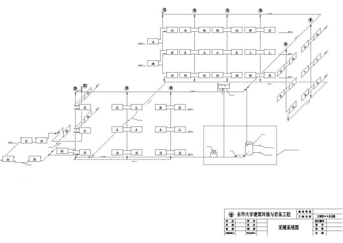 西安市莲湖区某3层商业办公楼内部采暖系统全套设计CAD图纸_图1