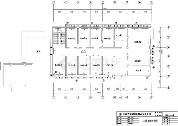 西安市莲湖区某3层商业办公楼内部采暖系统全套设计CAD图纸-图二