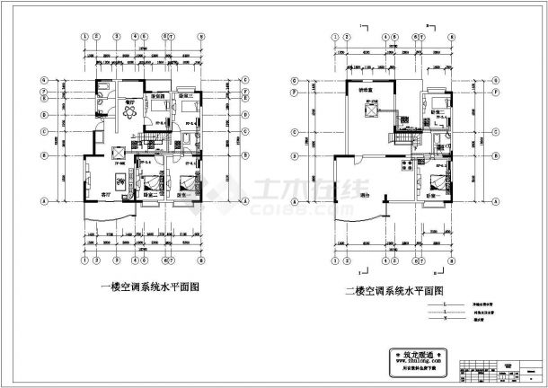 上海市徐汇区某小区2层单体别墅数码涡旋机组空调系统设计CAD图纸-图二