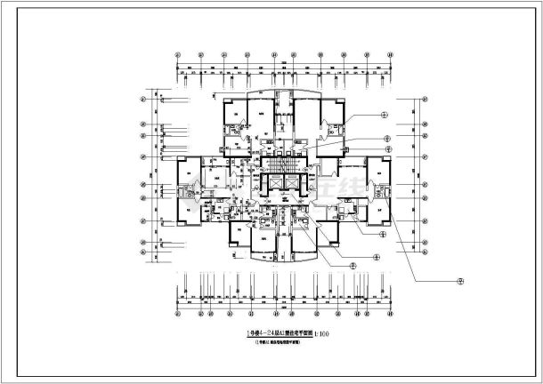 高层住宅户型CAD基础平面布置参考图-图二