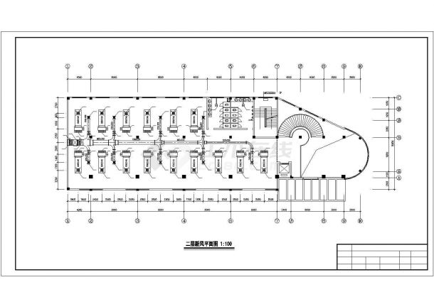 内蒙古某7200平米8层框架结构金融大厦空调系统全套设计CAD图纸-图二