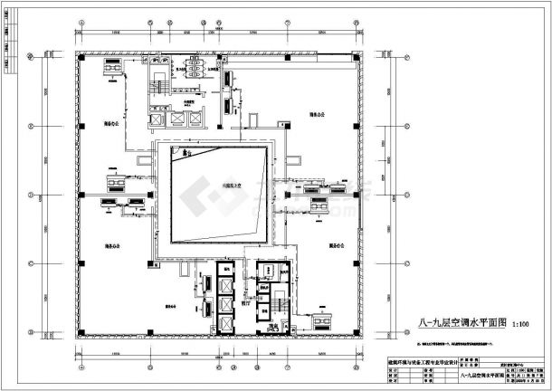 武汉市1.7万平米9层汇港商务中心空调工程全套设计CAD图纸-图一