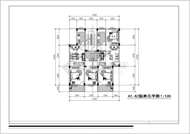 某住宅新区多层住宅楼户型设计cad建筑平面方案图-图一