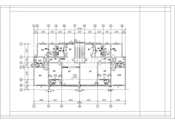 典型120至140平米的住宅户型设计cad建筑平面方案图-图二