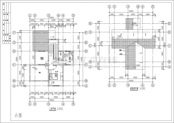 某二层框架结构新农村别墅设计cad建筑施工图-图二