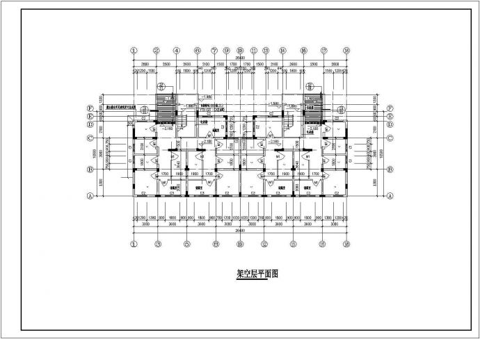 六层二单元2户对称户型住宅建筑设计图纸_图1