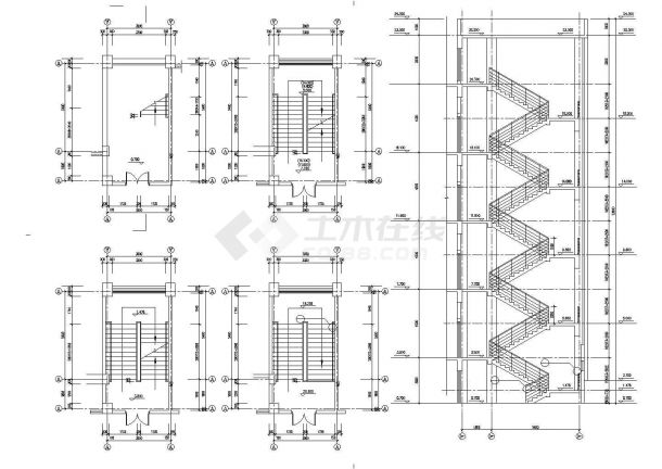 多层双折混凝土楼梯CAD详图-图一