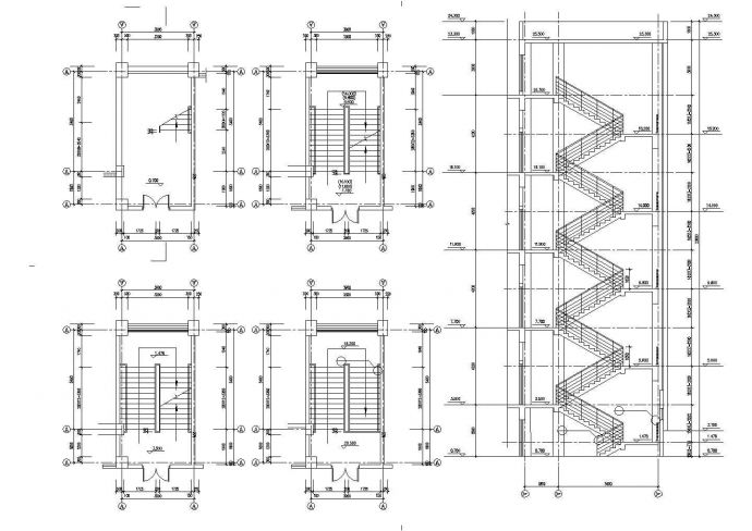 多层双折混凝土楼梯CAD详图_图1