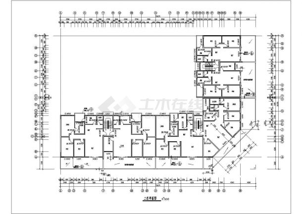 六层L型住宅三单元混合户型建筑方案图-图二