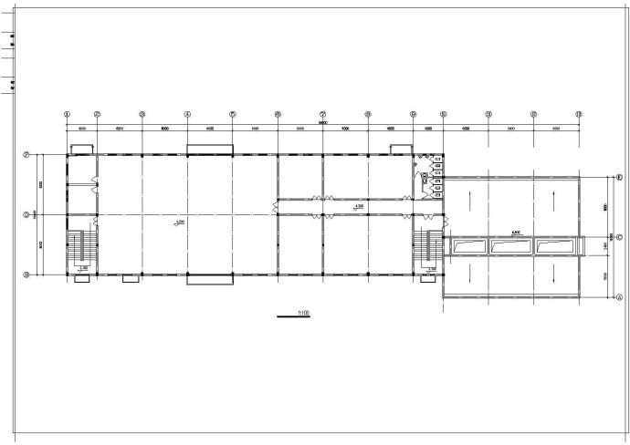 某二层食堂浴室建筑设计施工图纸_图1