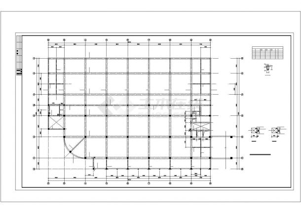 某多层框架结构商厦设计cad全套结构施工图（甲级院设计，16张图）-图一