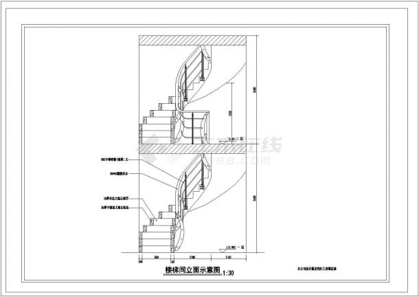某多层商业楼旋转楼梯设计cad施工图（标注详细）-图一