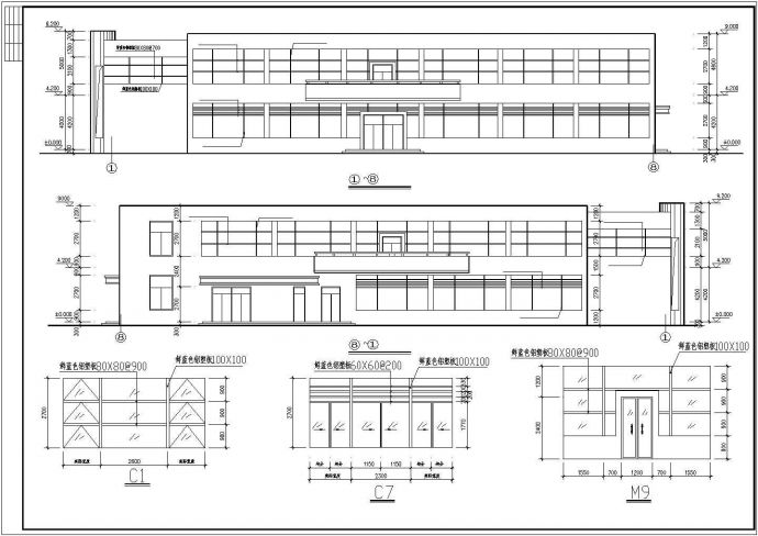 1550平米2层职工食堂建筑设计CAD施工图_图1