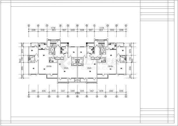 典型建筑面积110至120平米的住宅户型设计cad建筑平面方案-图二