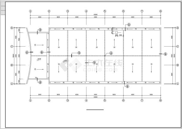 某1552平米二层食堂建筑设计cad图，含建筑设计说明-图一