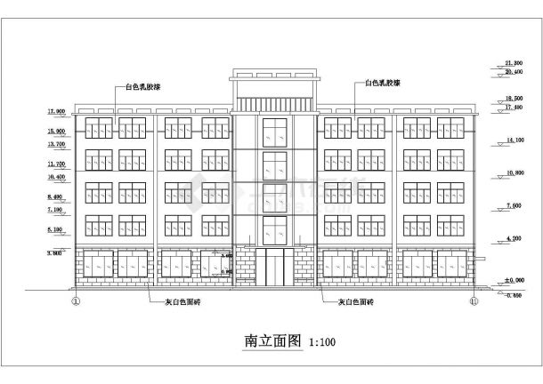 长春市某重点大学内部3200平米5层框架结构办公楼建筑结构设计CAD图纸-图二