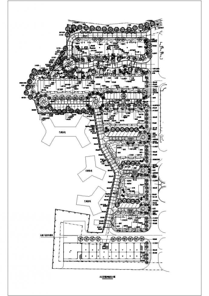 某高品质多层住宅小区花园种植规划设计cad总平面施工图_图1