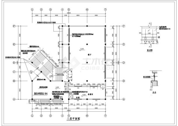 西磁食堂2层餐厅楼平面建筑设计CAD施工图-图一