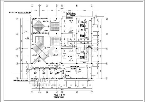西磁食堂2层餐厅楼平面建筑设计CAD施工图-图二