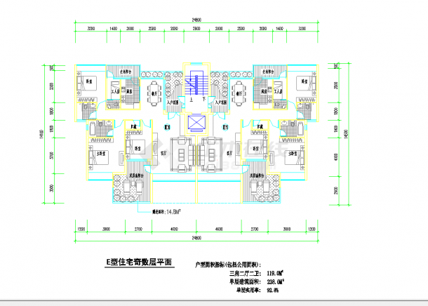 某地1楼梯2电梯3户2室2厅83.6平3室2厅110平米图纸-图一