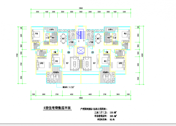 某地1楼梯2电梯3户2室2厅83.6平3室2厅110平米图纸_图1