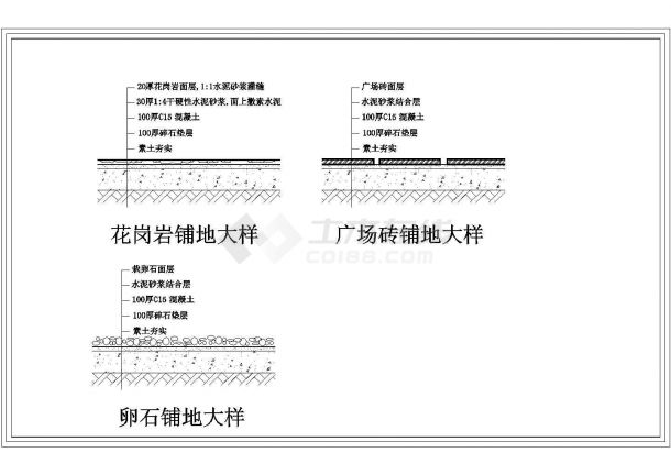 湖北省武汉市某观景平台花池铺装CAD图-图二