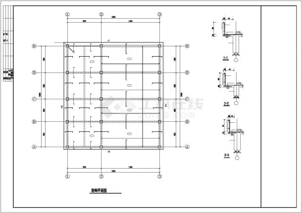 某单层框架结构厂房建筑结构全套设计施工CAD图纸-图二