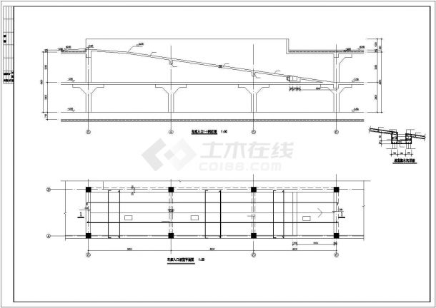 某地下两层无梁楼盖车库结构设计施工CAD图纸-图一