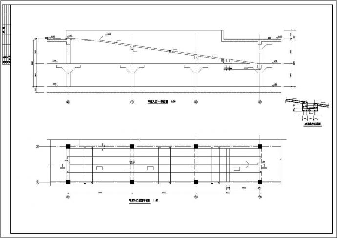 某地下两层无梁楼盖车库结构设计施工CAD图纸_图1