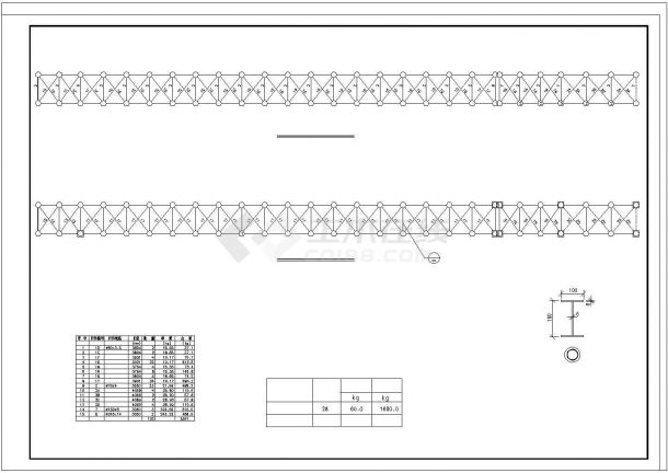 某建筑桁架结构完整设计施工CAD图纸-图一