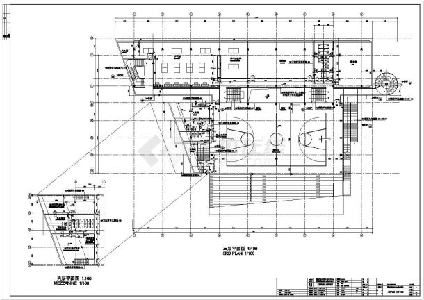 7769.4平米四层体育馆建施设计cad图纸（长79.456米宽43.11米）-图一