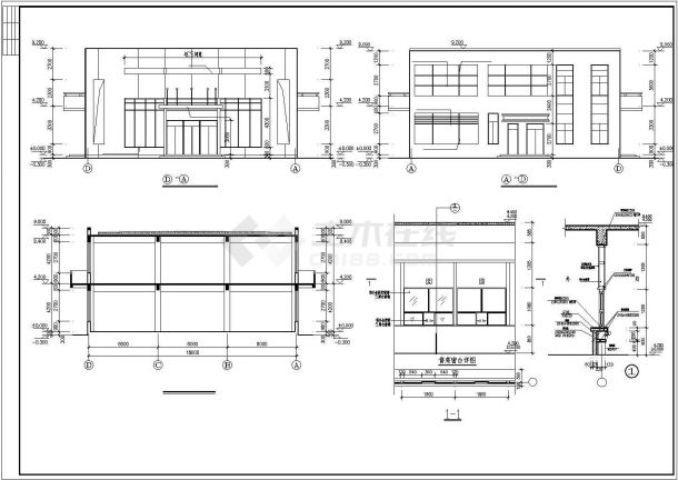 某公司1500平米双层员工食堂建筑设计CAD施工图-图一