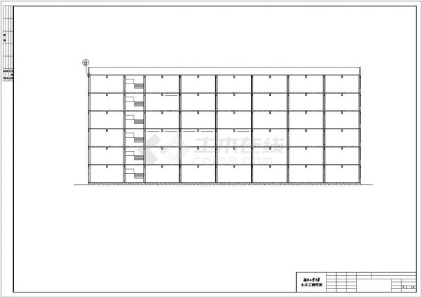 昆明市某高校6500平米5+1层框架结构综合楼建筑结构设计CAD图纸-图二