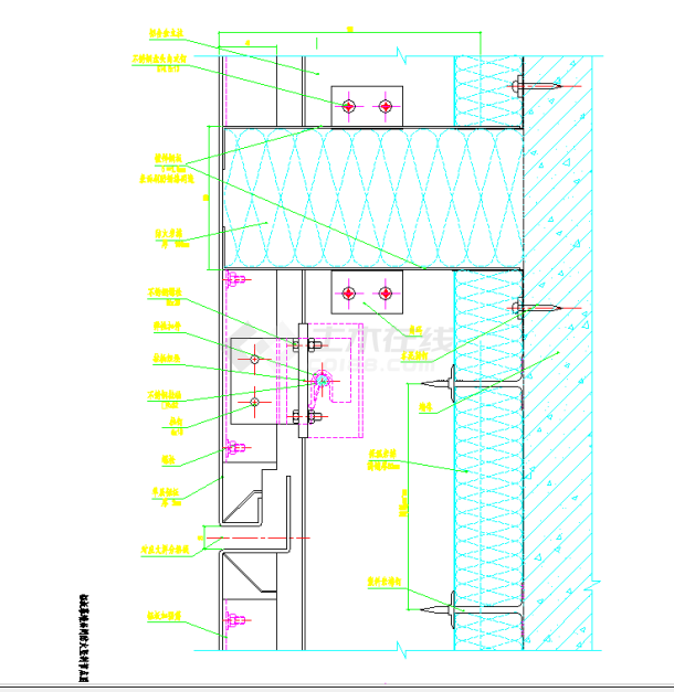 某地铝扣板幕墙节点大样方案设计CAD施工图纸-图二
