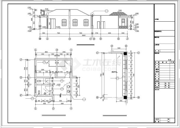 某带有台阶大样的公园食堂建筑设计CAD施工图纸-图一