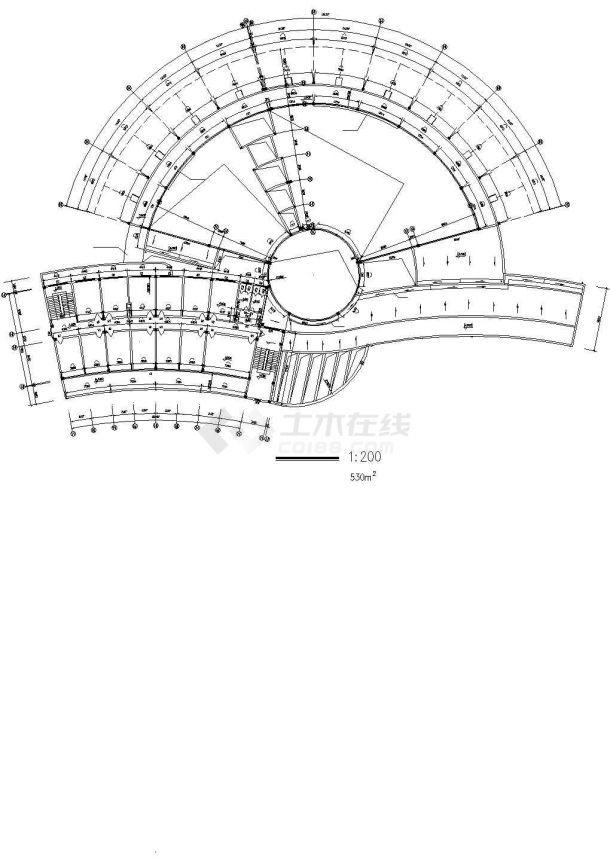 四层4038平方米长途汽车客运站全套施工设计cad图纸（含各层平面图）-图二