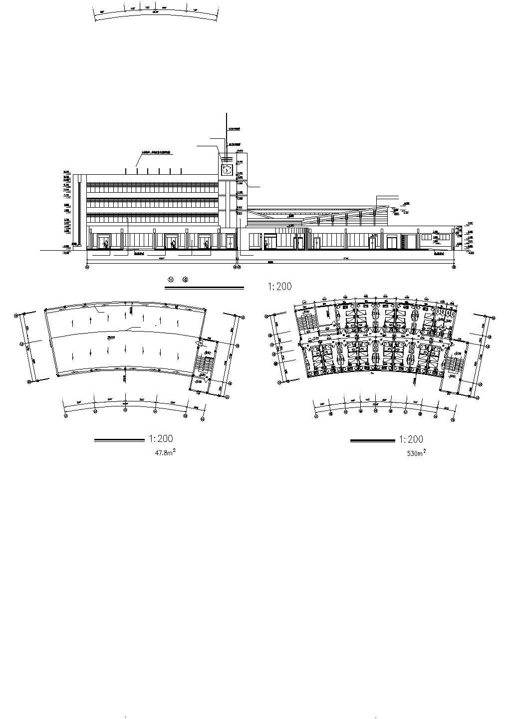 四层4038平方米长途汽车客运站全套施工设计cad图纸（含各层平面图）
