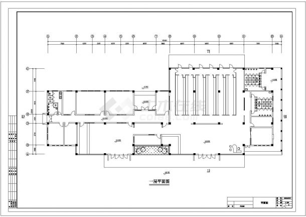 某一层1080㎡长途汽车客运站设计cad全套建筑施工图（含设计任务书，含效果图）-图一
