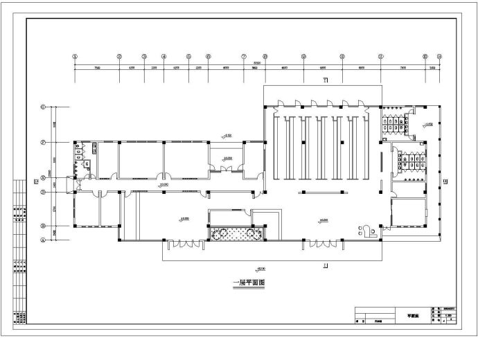 某一层1080㎡长途汽车客运站设计cad全套建筑施工图（含设计任务书，含效果图）_图1