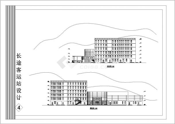 六层6958.6平方米长途客运站建筑方案设计图纸，标注明细-图一