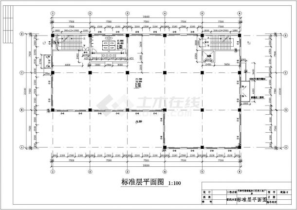 上海市某大型物流园3500平米五层框架中转厂房建筑结构设计CAD图纸-图一