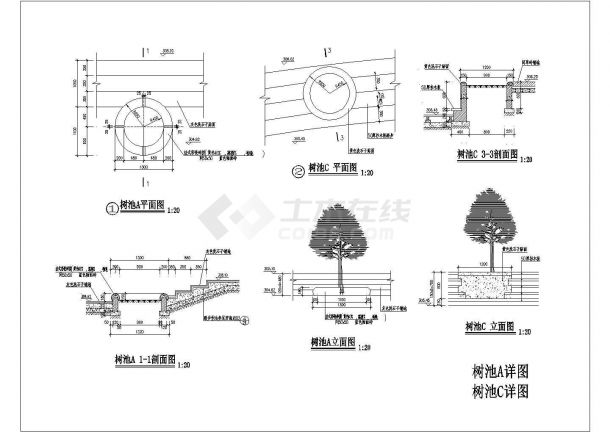 某景观工程树池设计cad施工详图（含2套设计）-图一