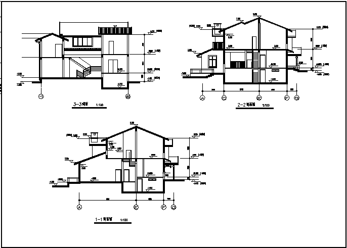 重庆某3套经典别墅住宅楼建筑设计施工cad图纸_图1