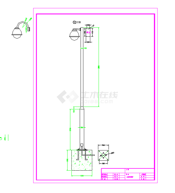某地室外监控立杆CAD大样图接地大样图纸-图二