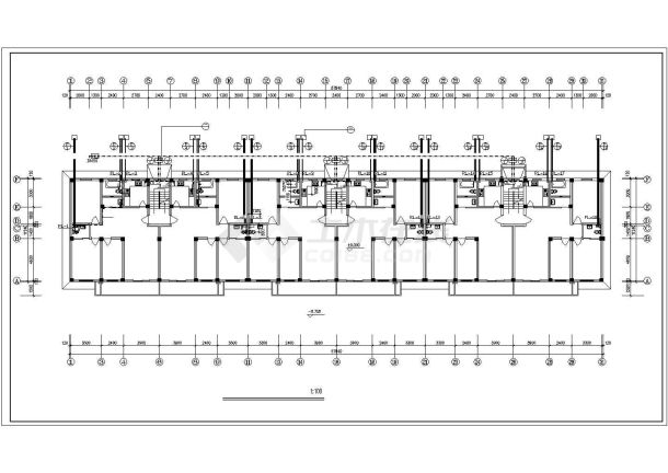 某地长57.84米 宽11.24米 6层(1梯2户)普通住宅楼给排水设计CAD图-图一