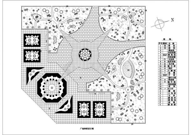 某城市园林广场绿化种植规划设计cad总平面施工图-图一