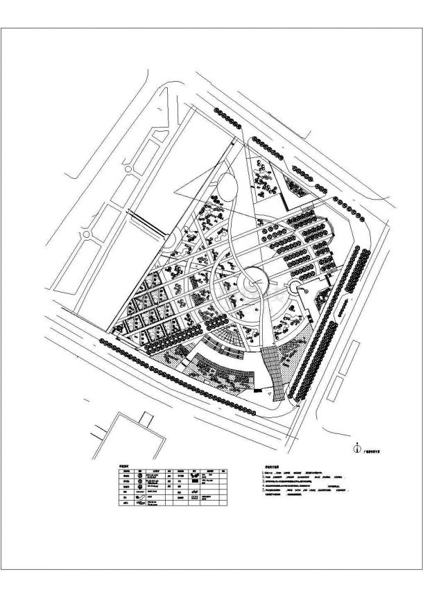 某大型城市休闲广场绿化种植规划设计cad总平面施工图（含设计说明）-图一
