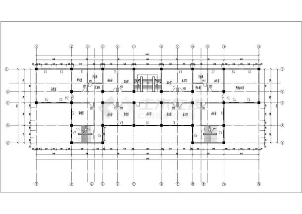 郑州市某重点大学4460平米6层框架结构行政办公楼建筑结构设计CAD图纸-图一