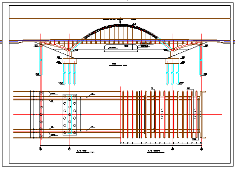 中承式拱桥整套建筑施工设计cad图-图一